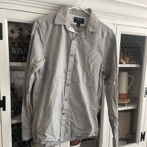 American Eagle black/gray striped button down shirt